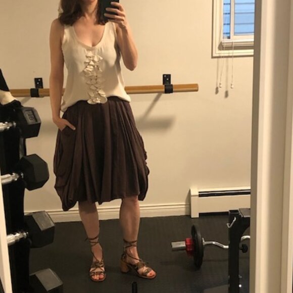 Gary Graham Brown Cotton Skirt, Size 6 - Picture 6 of 6